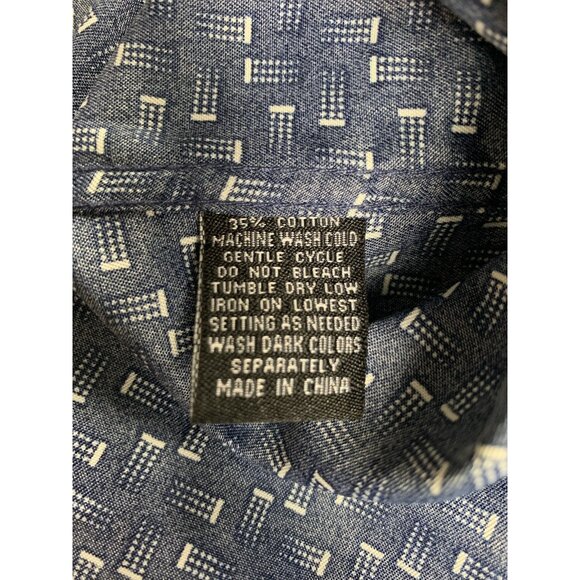 Niko Milano Button Up Shirt Men’s XL Navy Blue Geometric Pattern Long Sleeve NWT - Picture 8 of 14